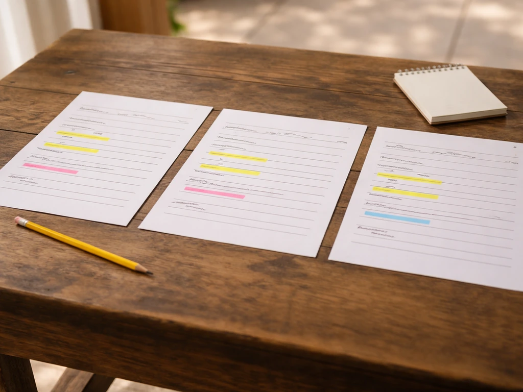 Three patio quote sheets on a table, highlighted for easy apples-to-apples comparison.