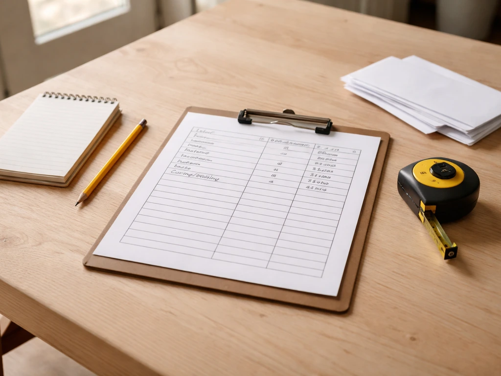 Contractor quote comparison on a clean worktable with handwritten line items and materials.